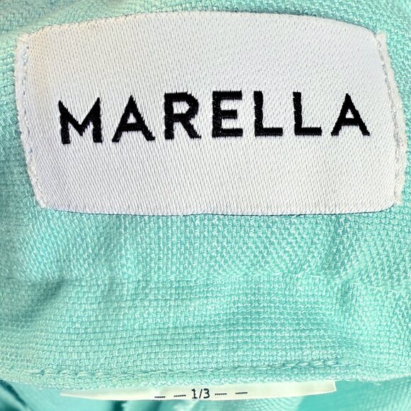 Marella Mint Wide Leg Linen Trousers Y2K Cottagecore Frayed Waist Pants - Picture 4 of 8